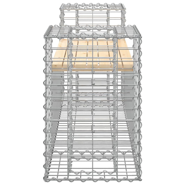 Bancă de grădină cu gabion, 183x41x60,5 cm, lemn masiv pin - WALTI WALTI