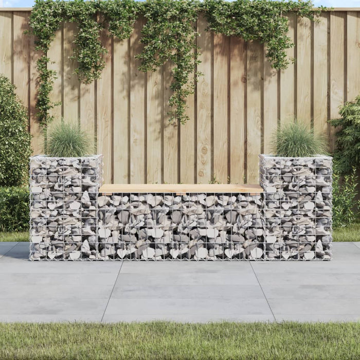 Bancă de grădină cu gabion, 183x41x60,5 cm, lemn masiv pin - WALTI WALTI