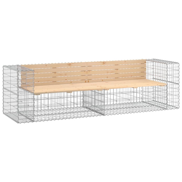 Bancă de grădină cu gabion, 244x71x65,5 cm, lemn masiv de pin - WALTI WALTI