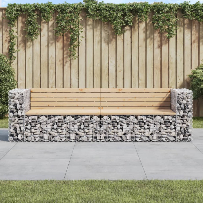 Bancă de grădină cu gabion, 244x71x65,5 cm, lemn masiv de pin - WALTI WALTI