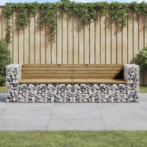 Bancă de grădină cu gabion, 244x71x65,5 cm, lemn pin impregnat - WALTI WALTI