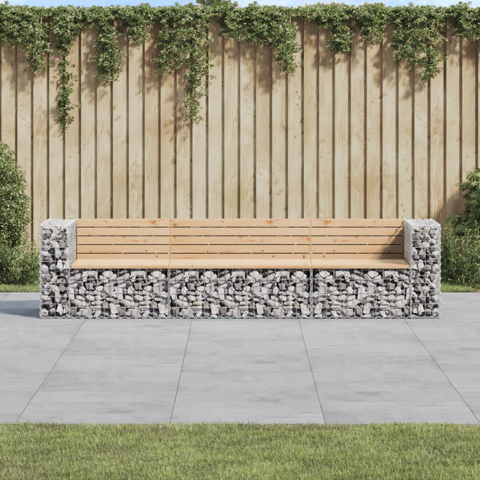 Bancă de grădină, design gabion, 287x71x65,5cm, lemn masiv pin - WALTI WALTI