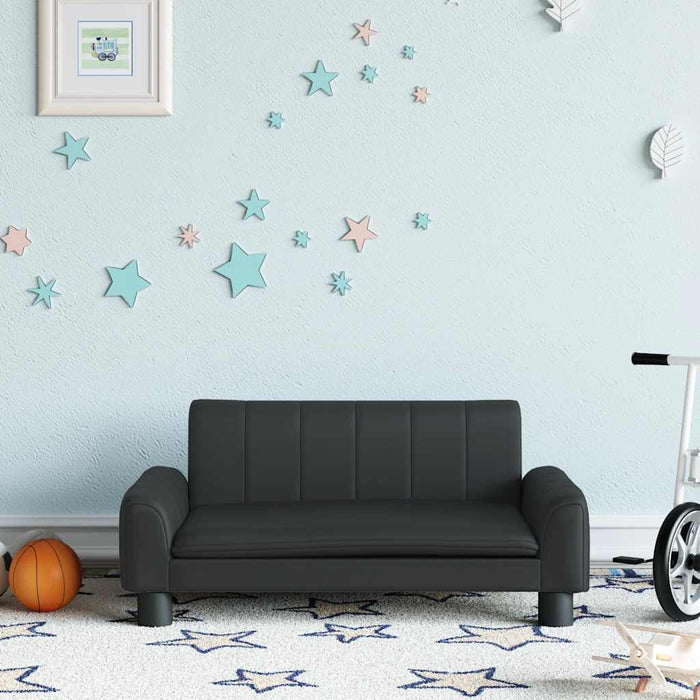 Canapea pentru copii, negru, 70x45x30 cm, piele ecologică - WALTI WALTI