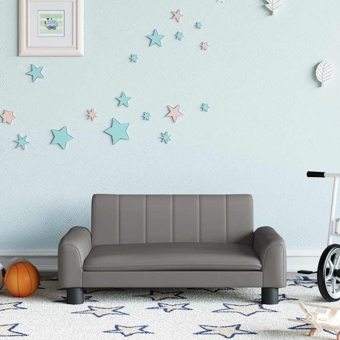 Canapea pentru copii, gri, 70x45x30 cm, piele ecologică - WALTI WALTI