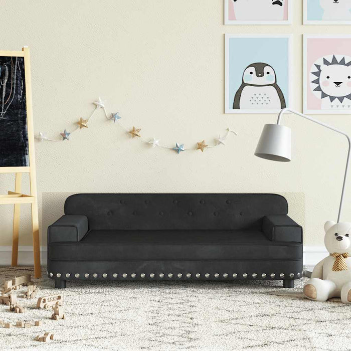 Canapea pentru copii, negru, 90x53x30 cm, catifea WALTI