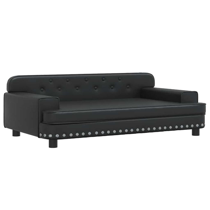 Canapea pentru copii, negru, 90x53x30 cm, piele ecologică WALTI