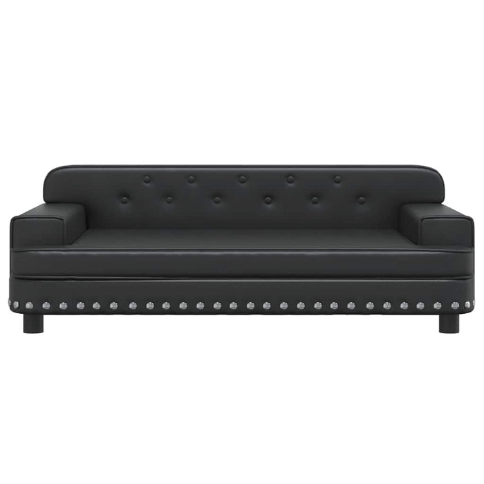 Canapea pentru copii, negru, 90x53x30 cm, piele ecologică WALTI