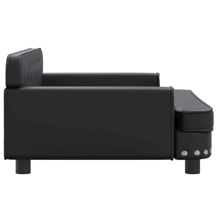 Canapea pentru copii, negru, 90x53x30 cm, piele ecologică WALTI