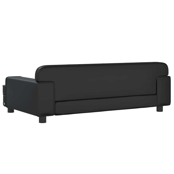 Canapea pentru copii, negru, 90x53x30 cm, piele ecologică WALTI