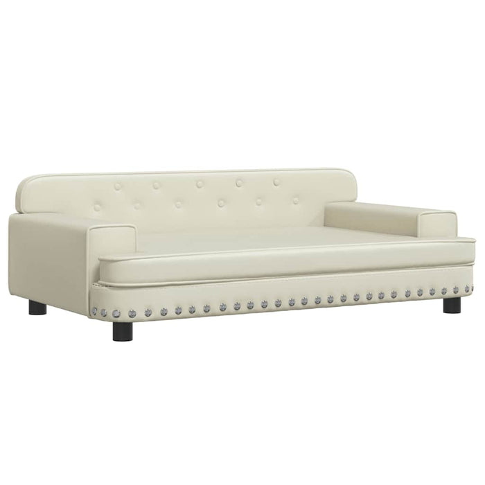 Canapea pentru copii, crem, 90x53x30 cm, piele ecologică WALTI