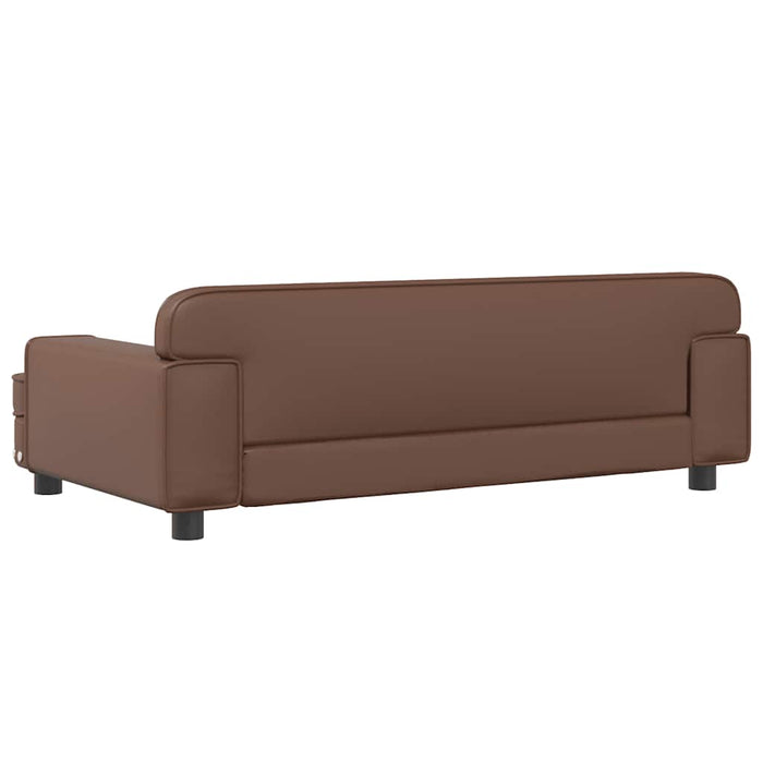 Canapea pentru copii, maro, 90x53x30 cm, piele ecologică - WALTI WALTI