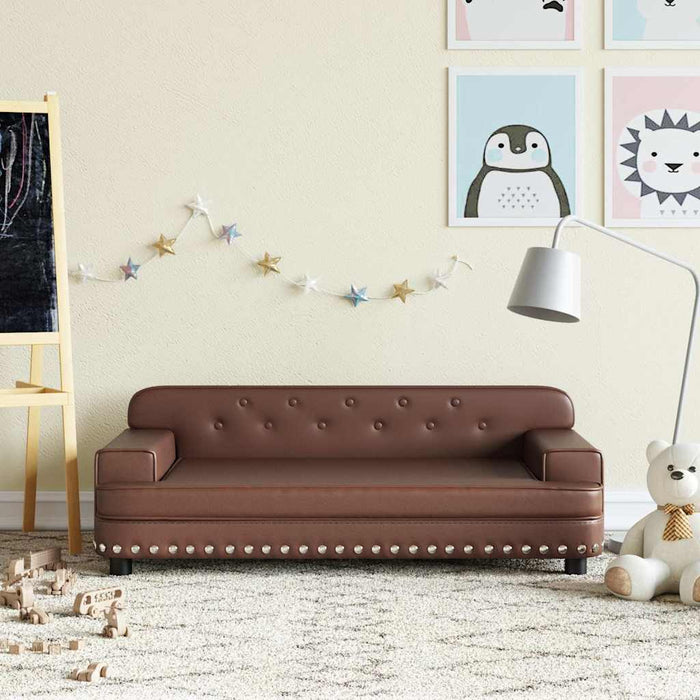 Canapea pentru copii, maro, 90x53x30 cm, piele ecologică - WALTI WALTI