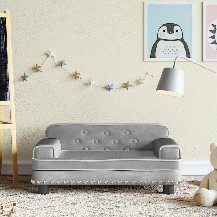 Canapea pentru copii, gri deschis, 70x45x30 cm, catifea - WALTI WALTI