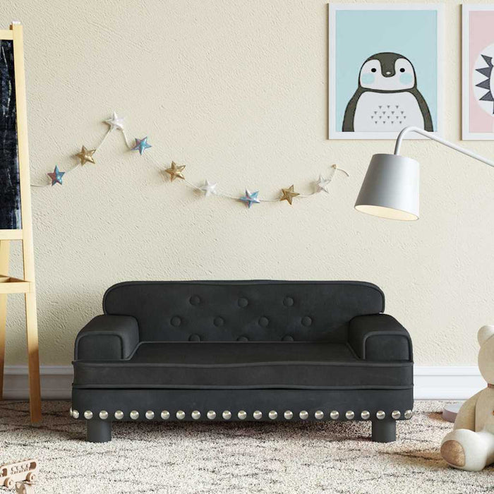 Canapea pentru copii, negru, 70x45x30 cm, catifea WALTI