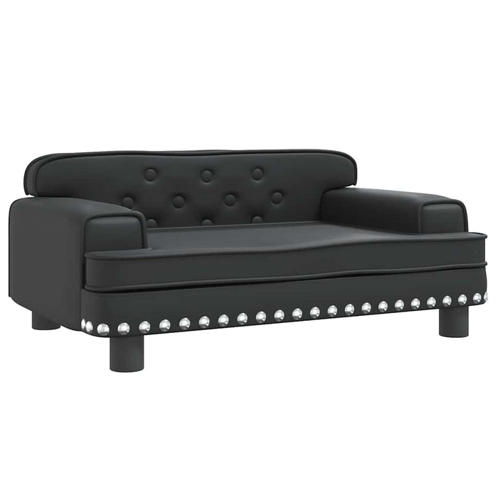 Canapea pentru copii, negru, 70x45x30 cm, piele ecologică WALTI