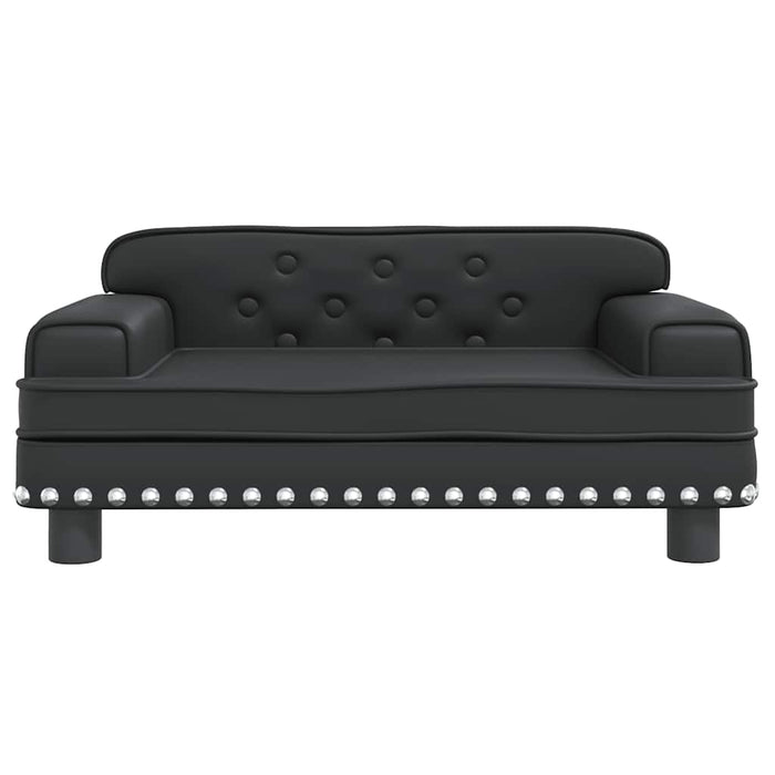 Canapea pentru copii, negru, 70x45x30 cm, piele ecologică WALTI