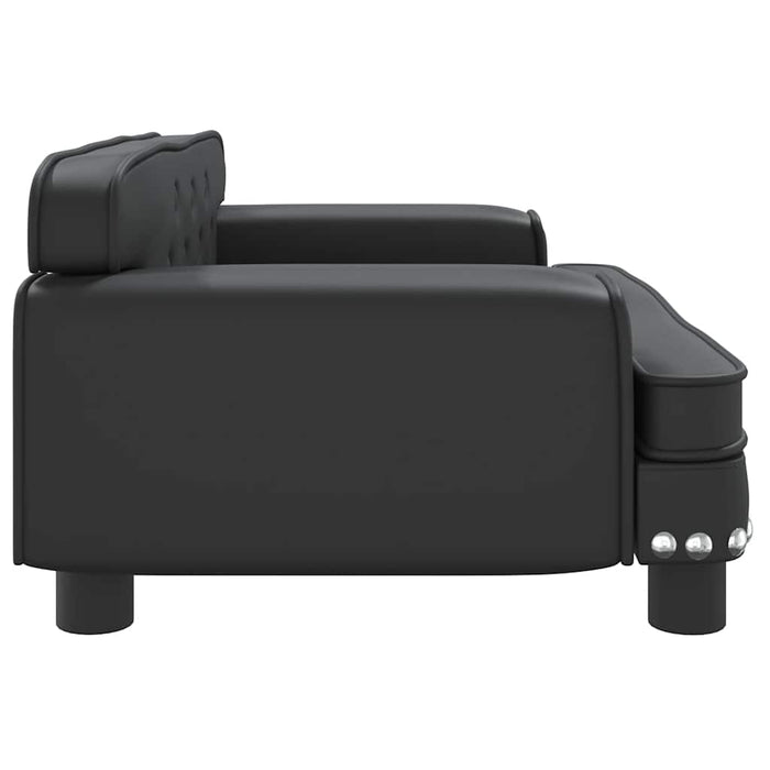 Canapea pentru copii, negru, 70x45x30 cm, piele ecologică WALTI