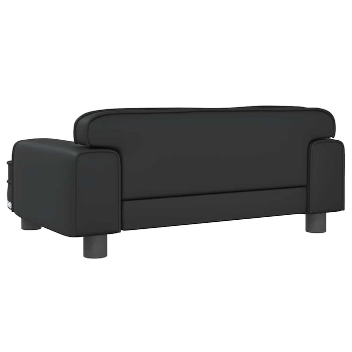 Canapea pentru copii, negru, 70x45x30 cm, piele ecologică WALTI