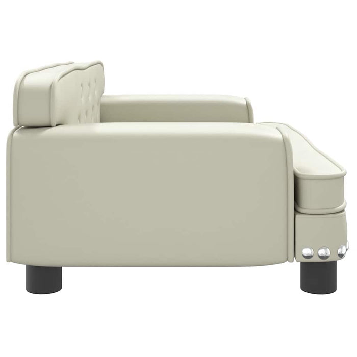 Canapea pentru copii, crem, 70x45x30 cm, piele ecologică WALTI