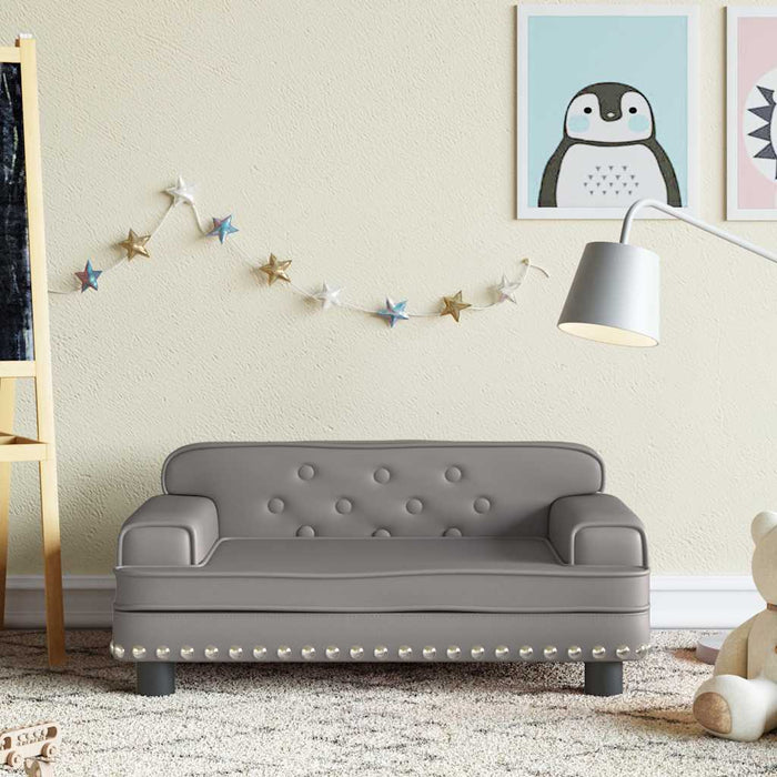 Canapea pentru copii, gri, 70x45x30 cm, piele ecologică - WALTI WALTI