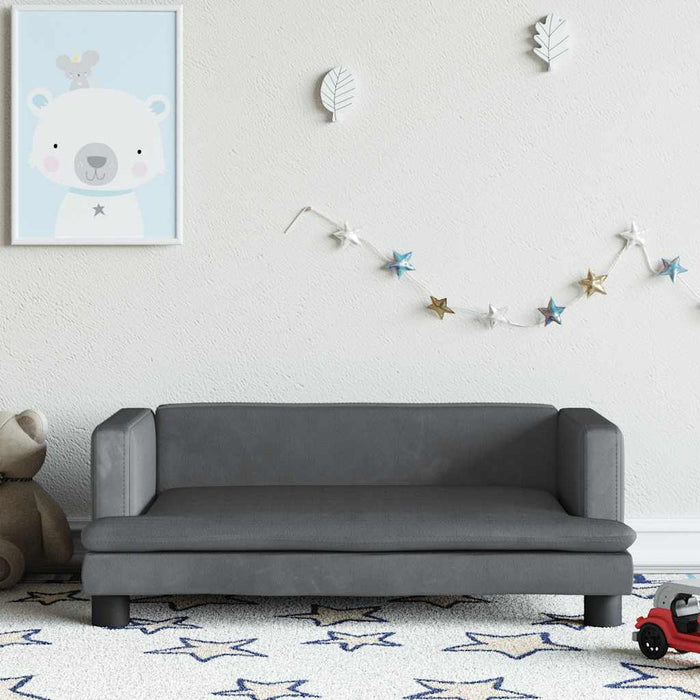 Canapea pentru copii, gri închis, 80x45x30 cm, catifea WALTI