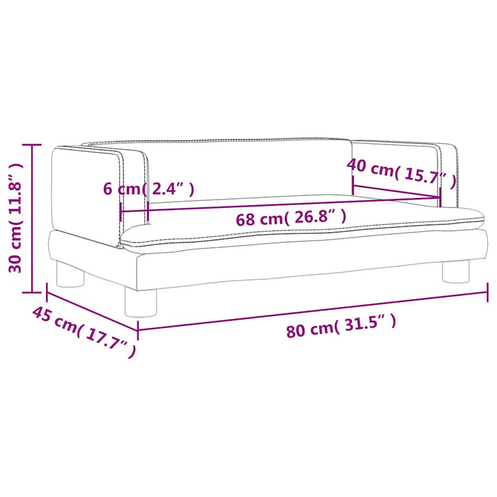 Canapea pentru copii, roz, 80x45x30 cm, catifea WALTI