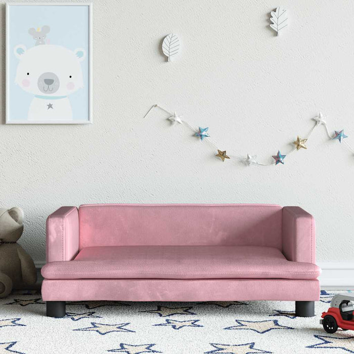 Canapea pentru copii, roz, 80x45x30 cm, catifea WALTI