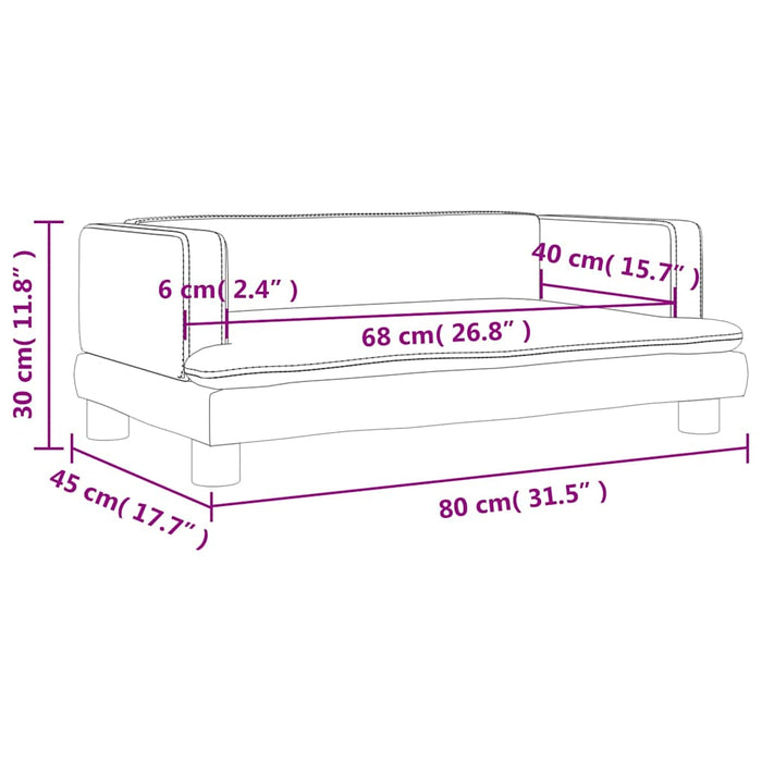 Canapea pentru copii, negru, 80x45x30 cm, catifea WALTI