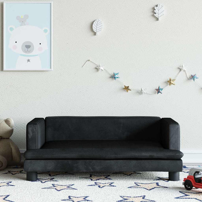 Canapea pentru copii, negru, 80x45x30 cm, catifea WALTI