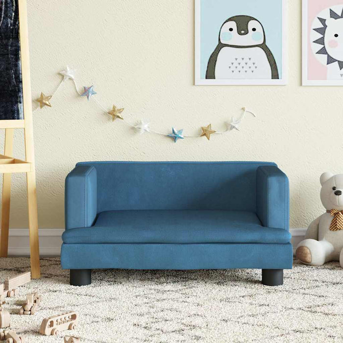 Canapea pentru copii, albastru, 60x40x30 cm, catifea WALTI