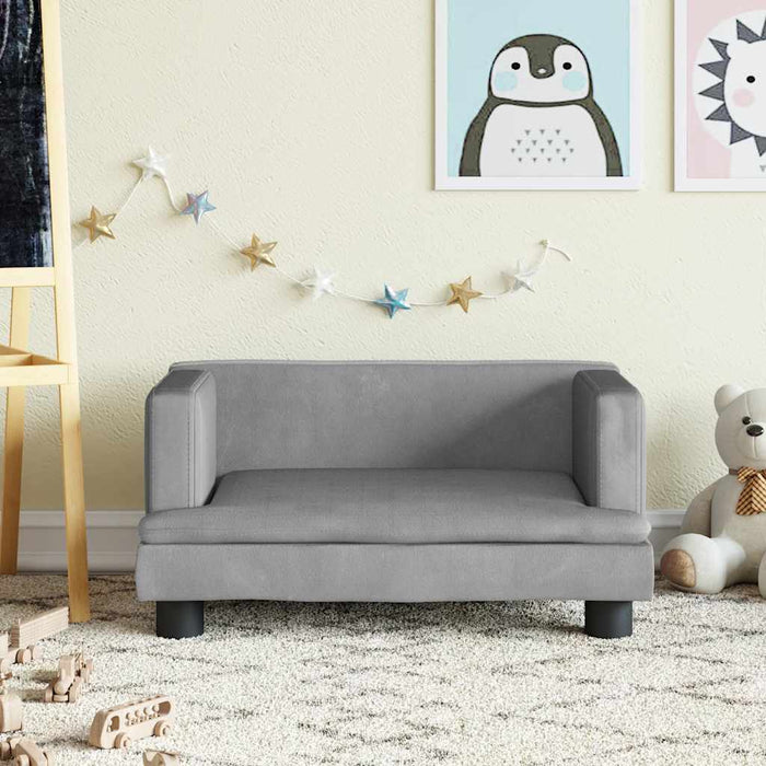 Canapea pentru copii, gri, 60x40x30 cm, catifea WALTI
