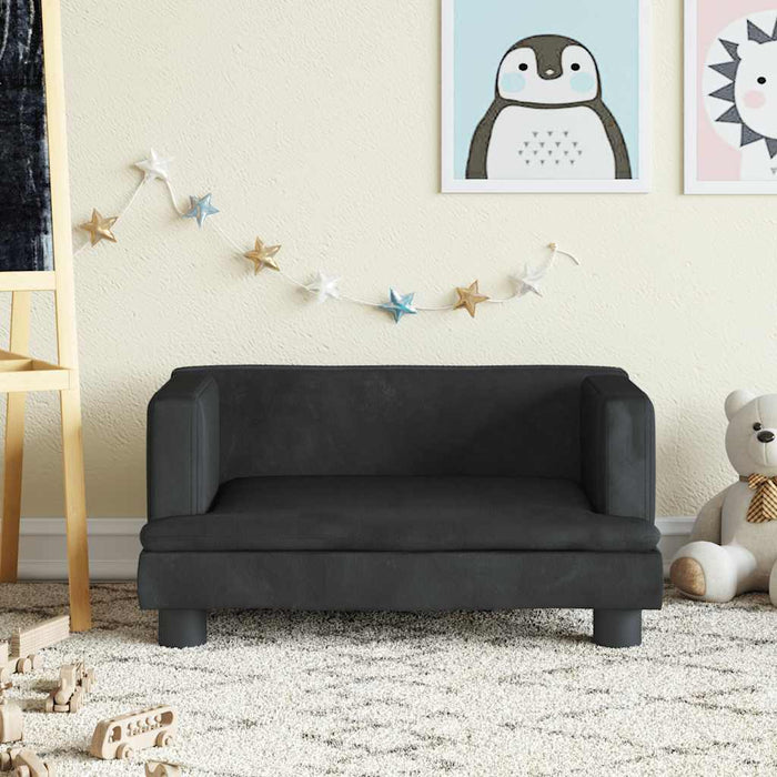 Canapea pentru copii, negru, 60x40x30 cm, catifea - WALTI WALTI
