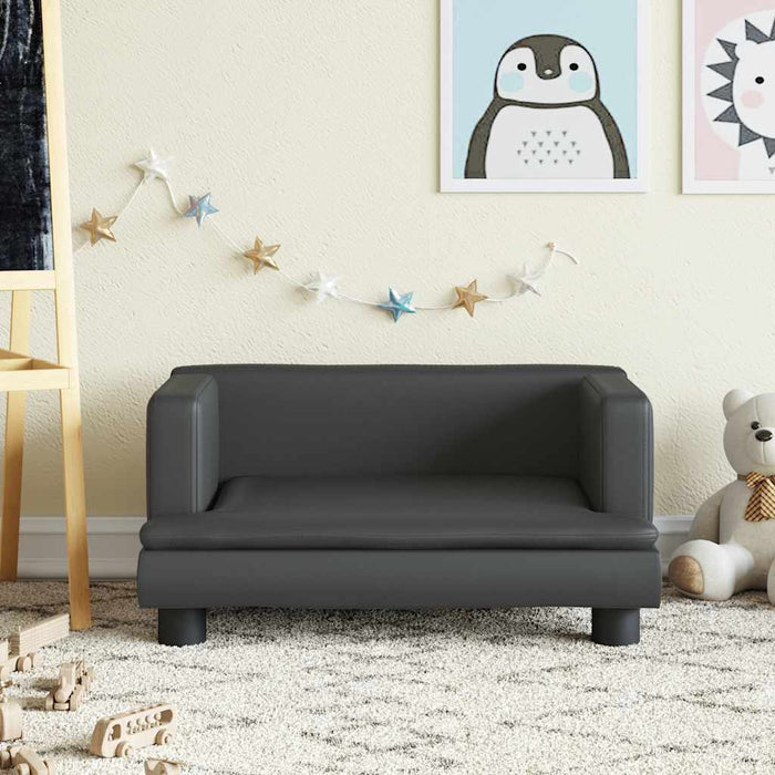 Canapea pentru copii, negru, 60x40x30 cm, piele ecologică - WALTI WALTI