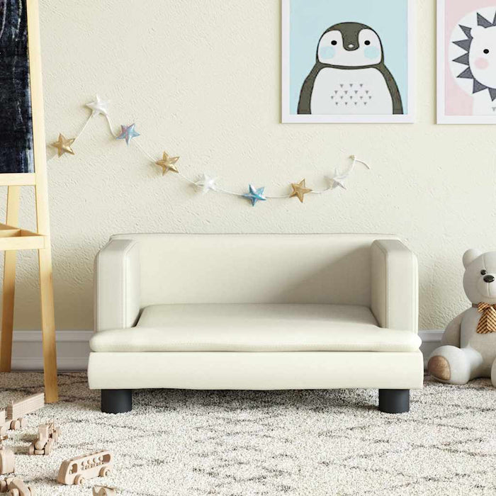 Canapea pentru copii, crem, 60x40x30 cm, piele ecologică - WALTI WALTI