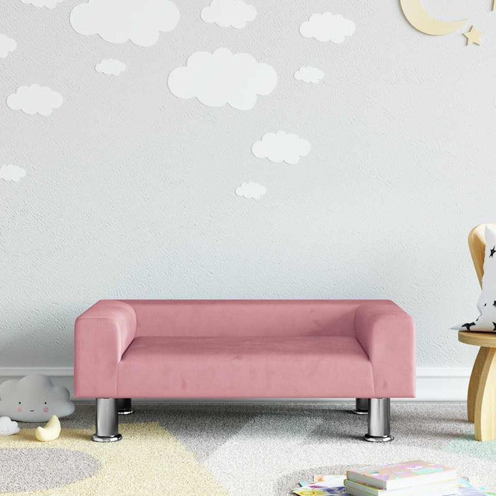 Canapea pentru copii, roz, 70x45x26,5 cm, catifea WALTI