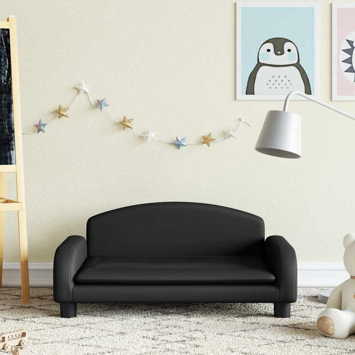 Canapea pentru copii, negru, 70x45x30 cm, piele ecologică - WALTI WALTI