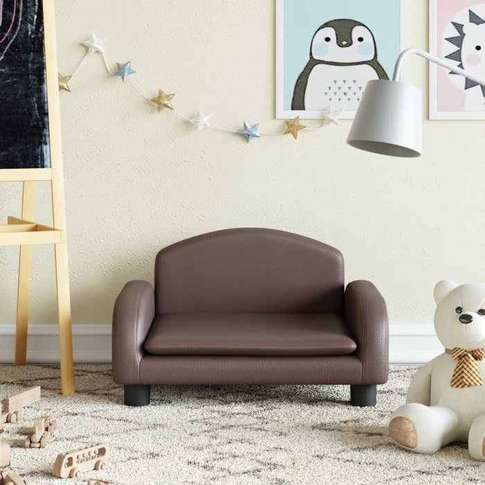 Canapea pentru copii, maro, 50x40x30 cm, piele ecologică - WALTI WALTI