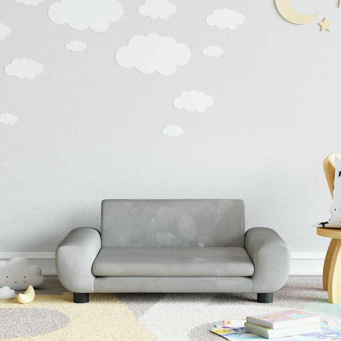 Canapea pentru copii, gri deschis, 70x45x33 cm, catifea - WALTI WALTI