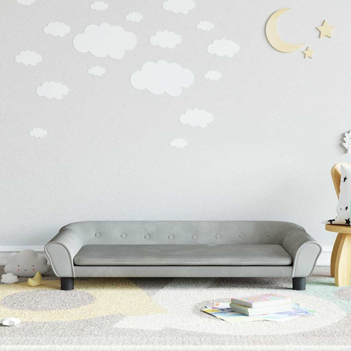 Canapea pentru copii, gri deschis, 100x50x26 cm, catifea WALTI