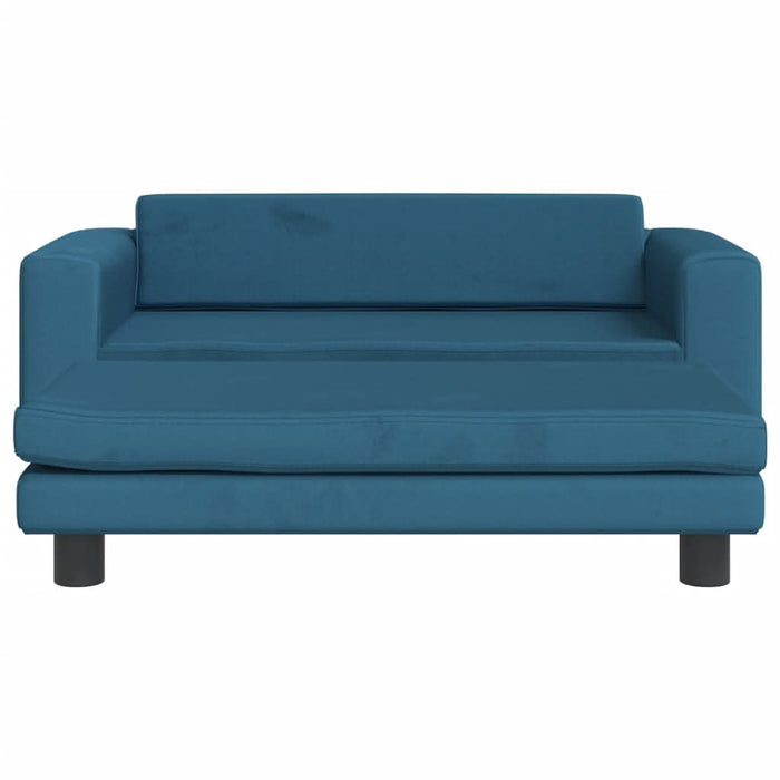Canapea pentru copii cu taburet albastru 100x50x30 cm catifea - WALTI WALTI
