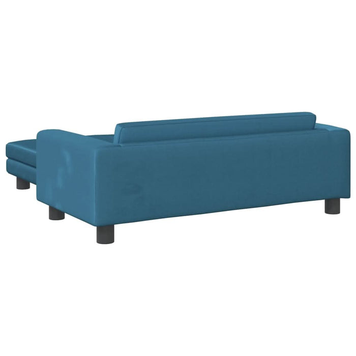 Canapea pentru copii cu taburet albastru 100x50x30 cm catifea - WALTI WALTI