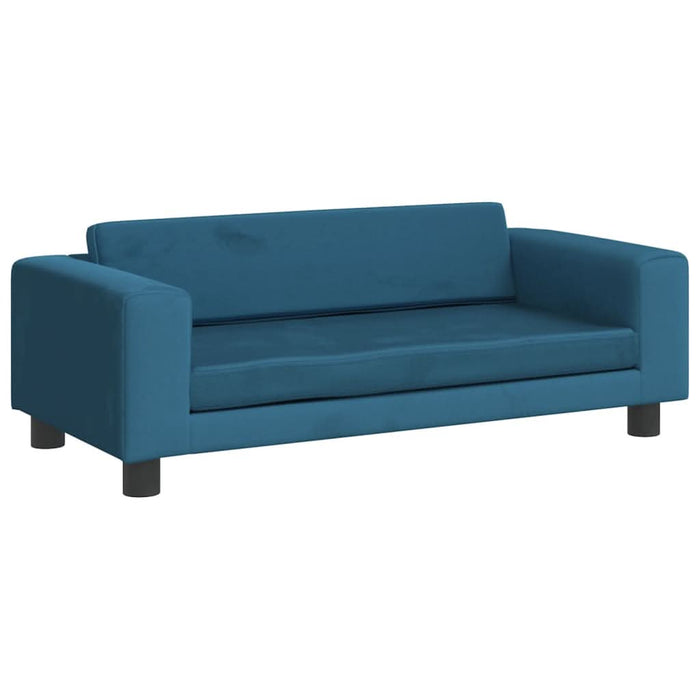 Canapea pentru copii cu taburet albastru 100x50x30 cm catifea - WALTI WALTI