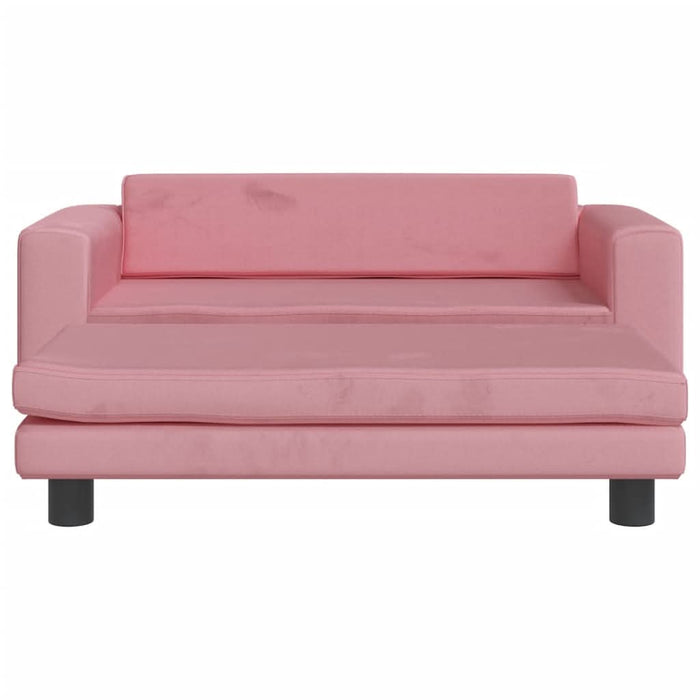 Canapea pentru copii cu taburet roz 100x50x30 cm catifea - WALTI WALTI
