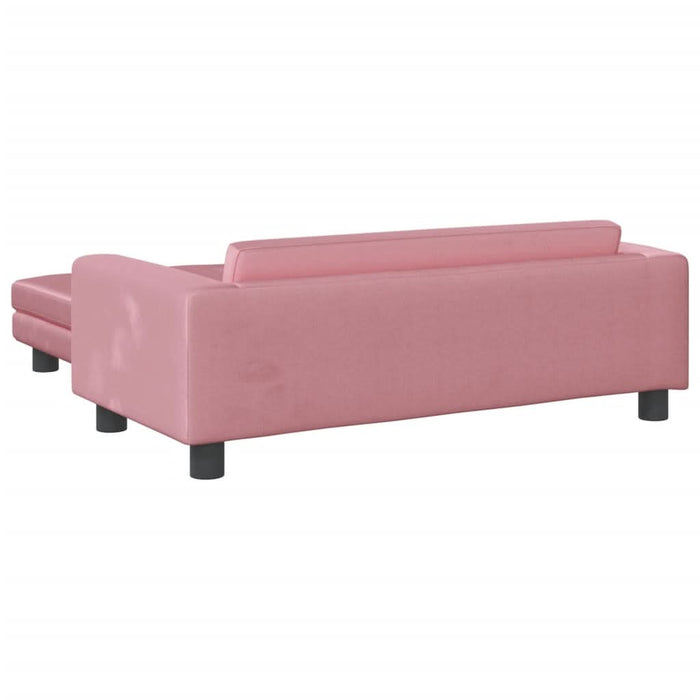 Canapea pentru copii cu taburet roz 100x50x30 cm catifea - WALTI WALTI
