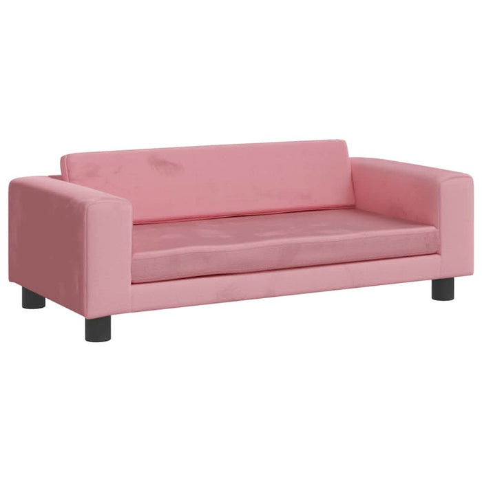 Canapea pentru copii cu taburet roz 100x50x30 cm catifea - WALTI WALTI