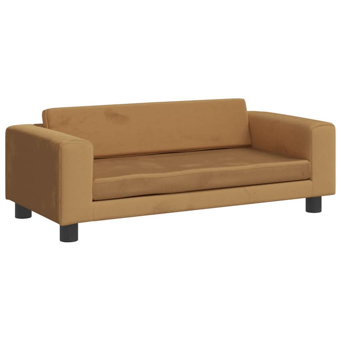 Canapea pentru copii cu taburet maro 100x50x30 cm catifea - WALTI WALTI