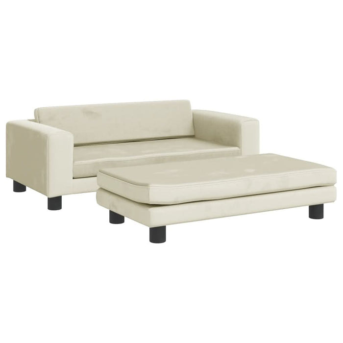 Canapea pentru copii cu taburet crem 100x50x30 cm catifea - WALTI WALTI