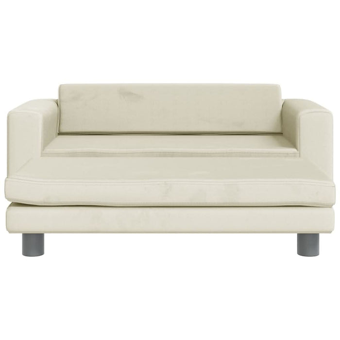 Canapea pentru copii cu taburet crem 100x50x30 cm catifea - WALTI WALTI