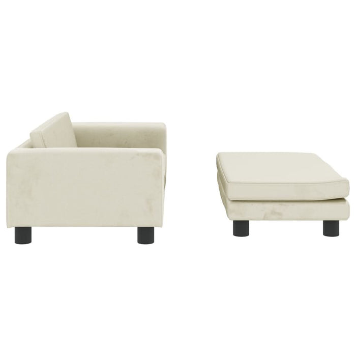 Canapea pentru copii cu taburet crem 100x50x30 cm catifea - WALTI WALTI