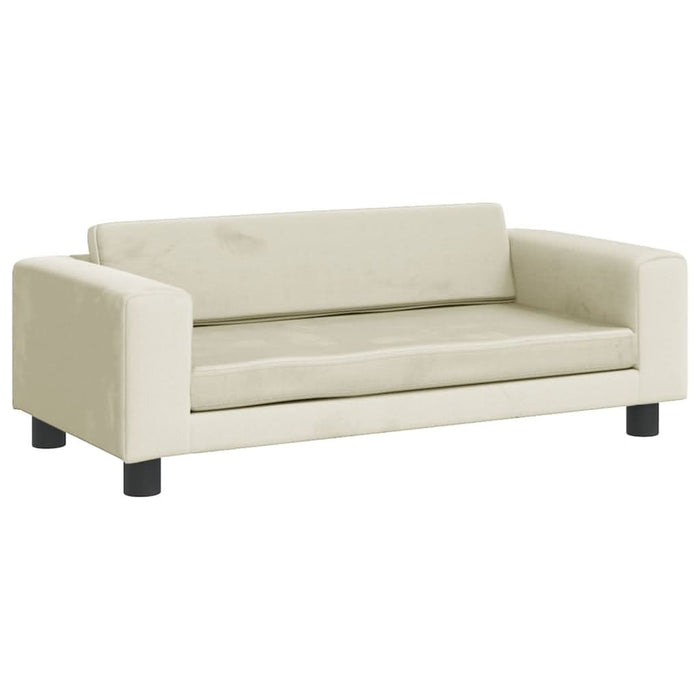 Canapea pentru copii cu taburet crem 100x50x30 cm catifea - WALTI WALTI